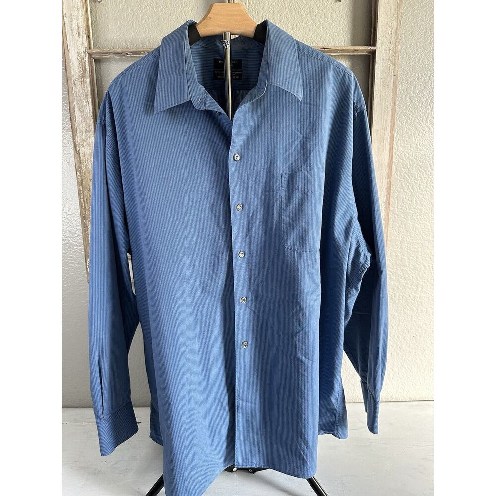 Dockers Men’s Button Down Shirt size XXL Blue Striped Long Sleeve Casual Dressy